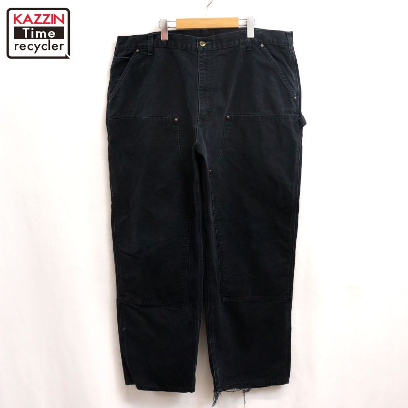 【中古】00s 鉄道車両ハート形 Carhartt ダブルニー 合鴨 ペインターパンツ 古着  メンズ 書きあらわす42×30大いさ 黒いこと メンズファッション-ズボン・パンツ