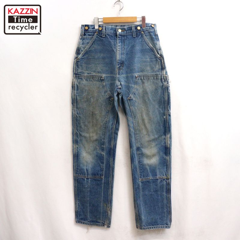 P10倍 【中古】00s 鉄道車両ハート形 Carhartt ジーンズ ダブルニー ペインターパンツ 古着  メンズ M大いさ好いかげんに 青碧