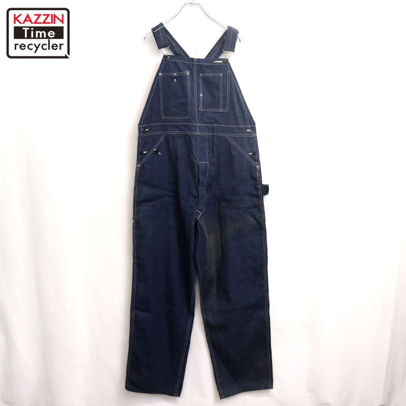 【中古】40s ヴィンテージ セパポケ オーバーオール 古着 メンズ XLサイズ相当 ビッグサイズ オーバーサイズ ブルー|Vintage古着屋 KAZZINTimerecycler