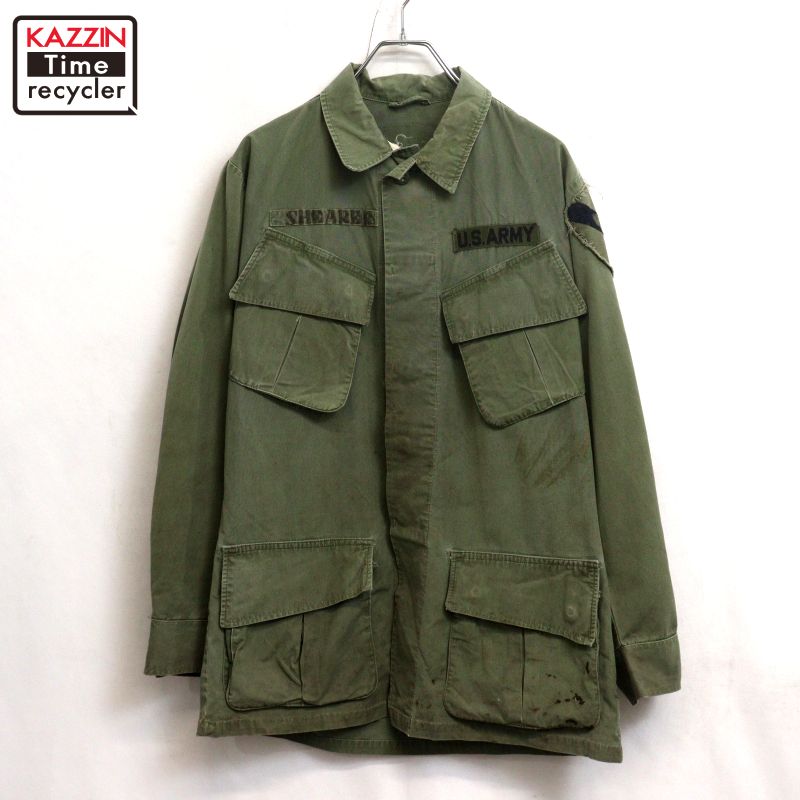 P10倍 【中古】60s USA製 ヴィンテージ U.S.ARMY ジャングルファティーグ ノン下唇 3rd ミリタリー上衣 古着  メンズ 書きあらわすS-R大きさ カーキ