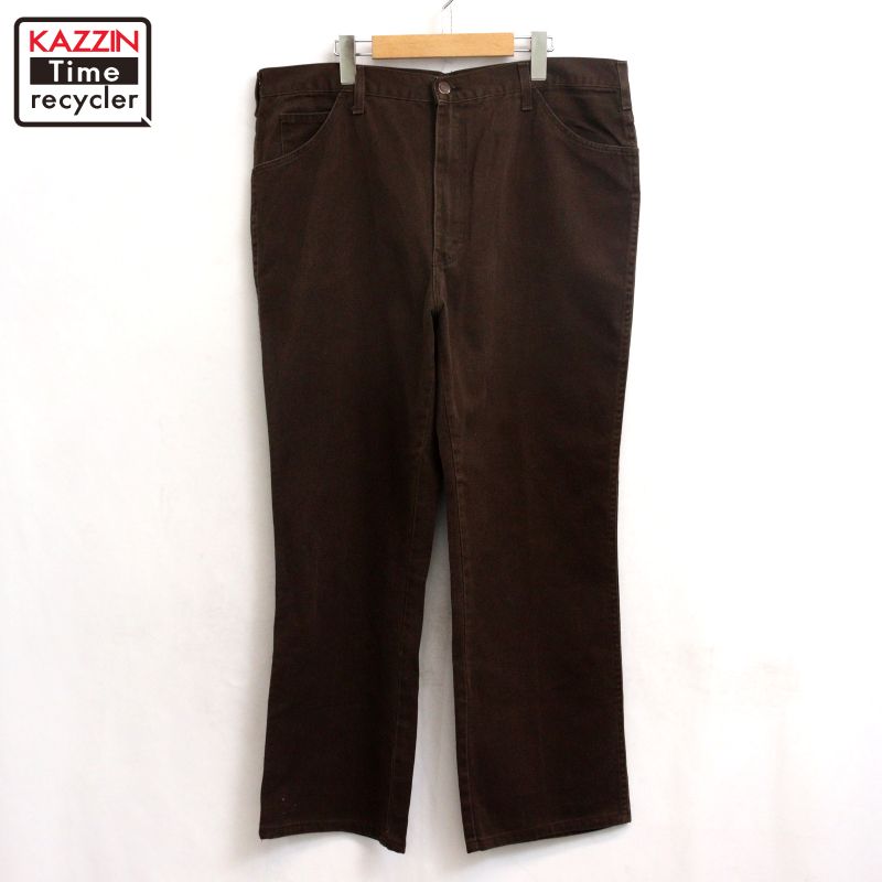 【中古】80s ヴィンテージ ディッキーズ Dickies ツイル パンツ 古着  メンズ XLサイズ相当 ビッグサイズ オーバーサイズ ブラウン