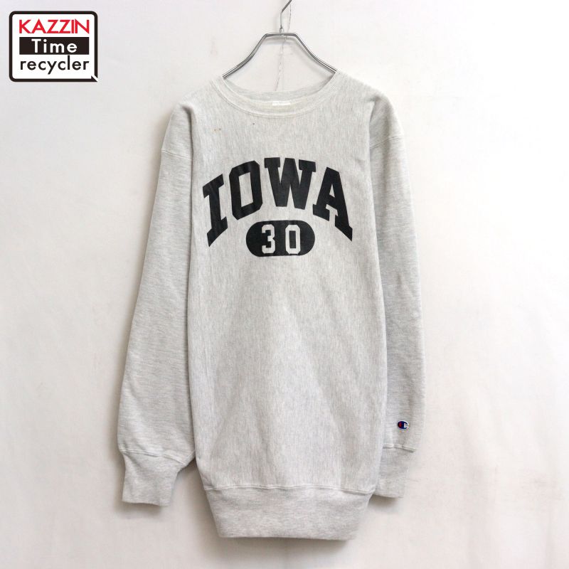 【中古】90s USA製 ヴィンテージ チャンピオン Champion カレッジ IOWA リバースウィーブスウェット 古着 メンズ 表記XXLサイズ グレー｜Vintage古着屋 KAZZINTimerecycler