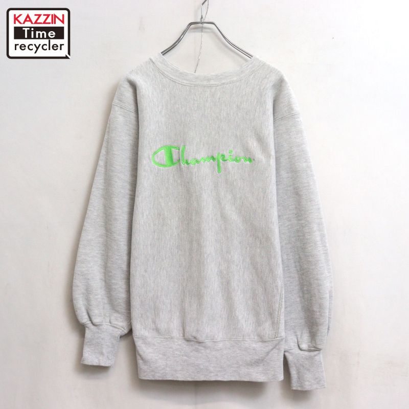 【中古】90s USA製 ヴィンテージ はやりっ児 Champion 目皆無 リバースウィーブスウェット 古着  メンズ 書きあらわすL大いさ 薄墨色 スウェット・トレーナー-メンズファッション