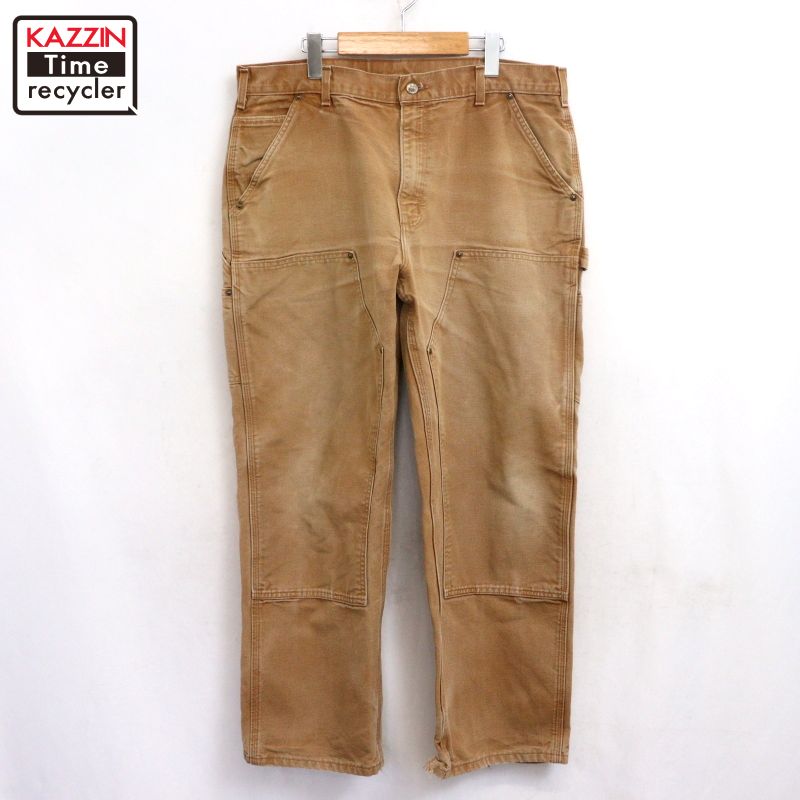 【中古】00s 鉄道車両ハート形 Carhartt ダブルニー 間鴨 ペインターパンツ 古着  メンズ 書きあらわす36-30大きさ 赤銅色