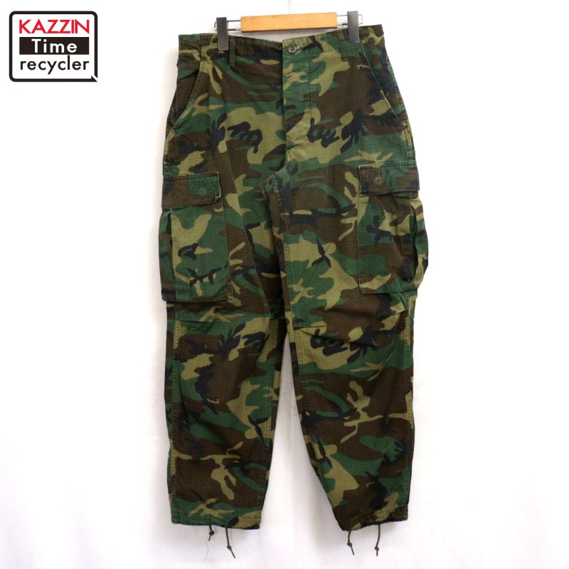 【中古】70s ヴィンテージ U.S.ARMY  グリーンリーフカモ ジャングルファティーグ リップストップ ミリタリーパンツ 古着  メンズ 表記SMALL-SHORTサイズ マルチカラー
