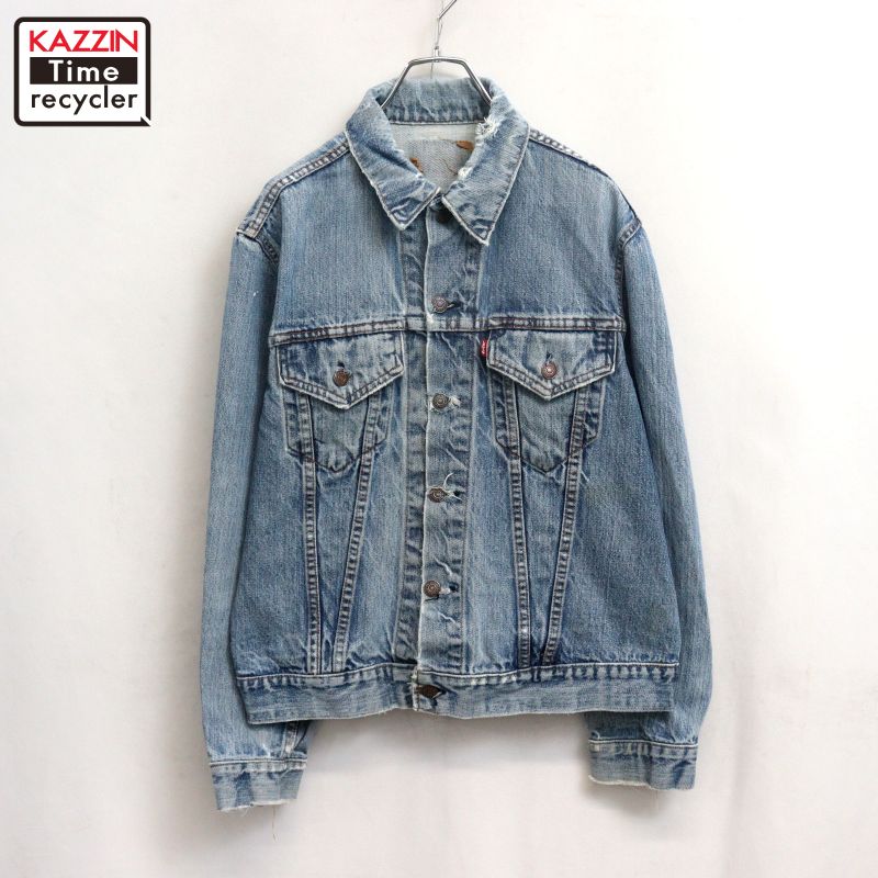 【中古】70s ヴィンテージ リーヴァイズジーンズ Levi\u0027s ぼろ切れ 70505 ジーンズ上衣 古着  メンズ M大きさ好いかげんに 青味