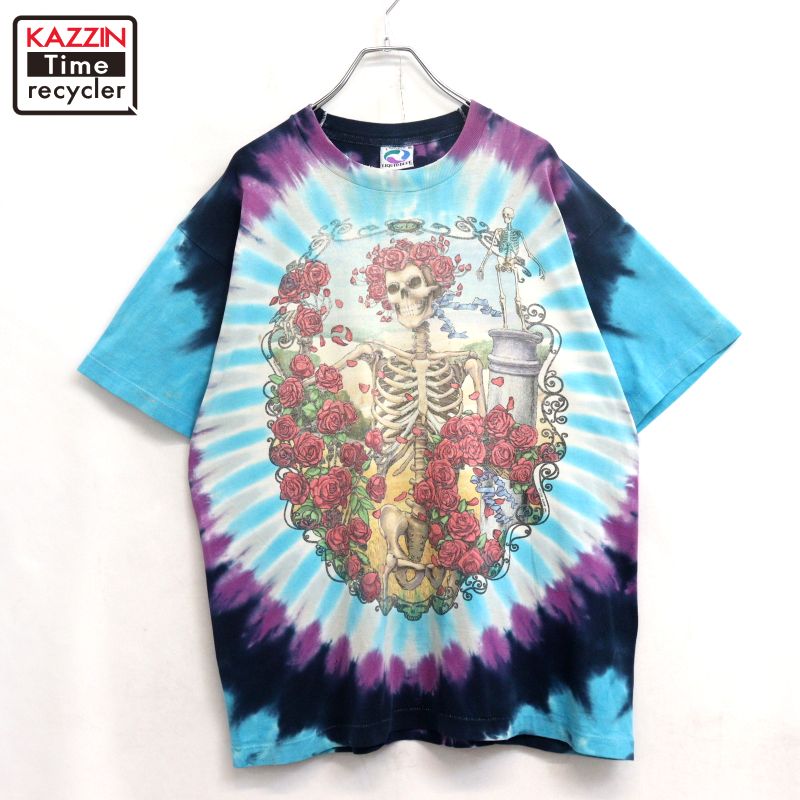 【中古】90s USA製 ヴィンテージ グレイトフルデッド Grateful Dead LIQUID BLUE タイダイ柄 周波数帯域Ｔシャツ 古着  メンズ 書きあらわすXL大いさ マルチ色合い