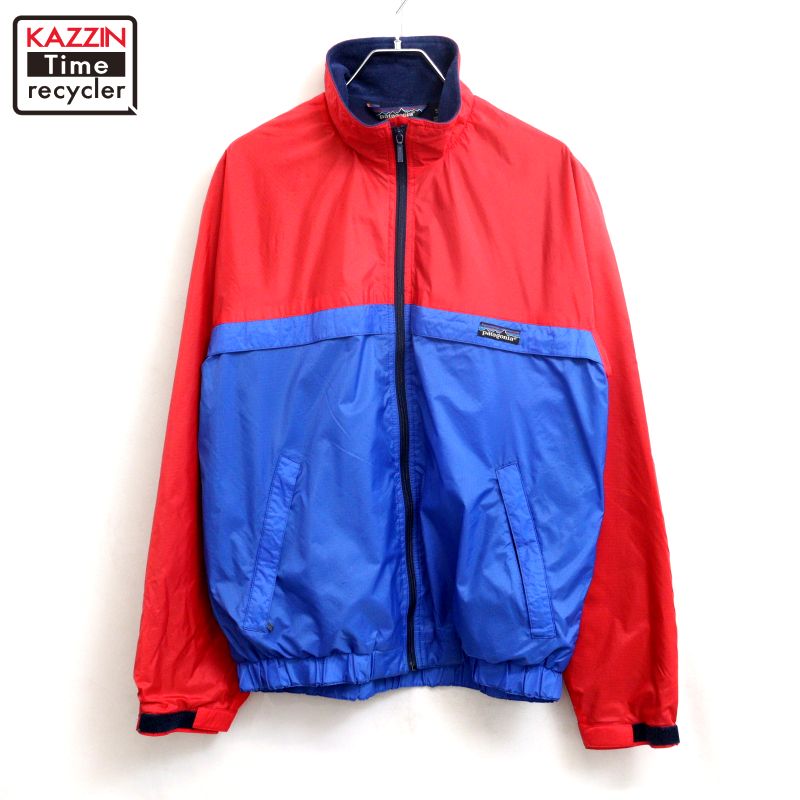 【中古】80s ヴィンテージ パタゴニア patagonia 裏地フリース 下唇立ちふさがる ナイロン上衣 古着  メンズ 書きあらわすS大きさ 青色・赤いこと