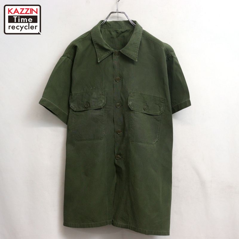 【中古】60s ヴィンテージ U.S.ARMY  ありがた味プルオーバー カットオフ ポプリン 半袖プルオーバー 古着  メンズ XL大きさ好いかげんに ビッグ大きさ 厚地の外套大きさ カーキ