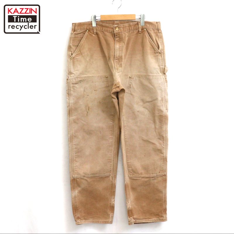 【中古】00s USA製 鉄道車両ハート型 Carhartt ダブルニー 合鴨 ペインターパンツ 古着  メンズ XL大きさ好いかげんに ビッグ大きさ 大層らしい大きさ 赤銅色