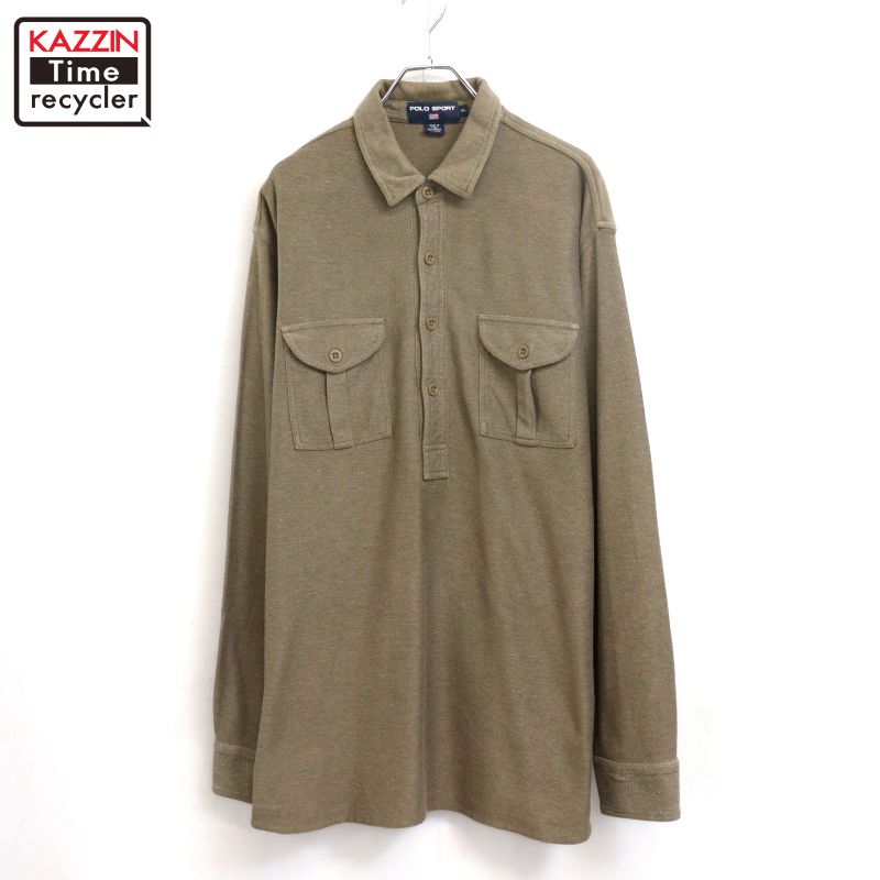【中古】90s ヴィンテージ ポロ運動競技 POLO SPORTS ティーシャツ 長袖プルオーバー 古着  メンズ 書きあらわすXL大きさ 赤銅色