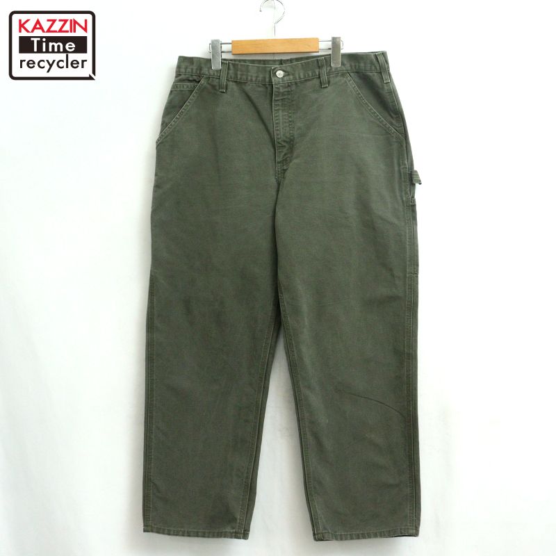 【中古】00s 鉄道車両ハート形 Carhartt 家鴨 ペインターパンツ 古着  メンズ L大いさ好いかげんに モスグリーン