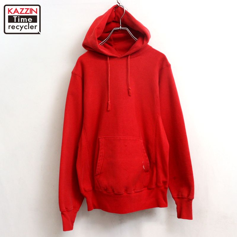 【中古】90s USA製 ヴィンテージ はやりっ児 Champion 無地 ダブル名まえ リバースウィーブスウェットパーカー 古着  メンズ M大きさ好いかげんに 赤いこと