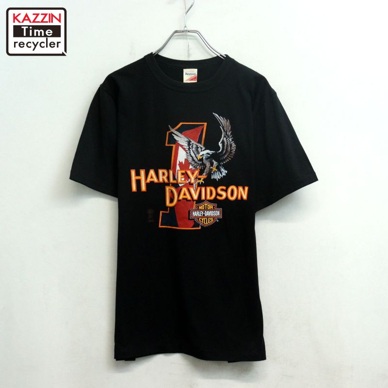【中古】80s ヴィンテージ ハーレーダビッドソン HARLEY DAVIDSON 鷲 半袖Ｔシャツ 古着  メンズ 書きあらわすL大きさ 黒いこと
