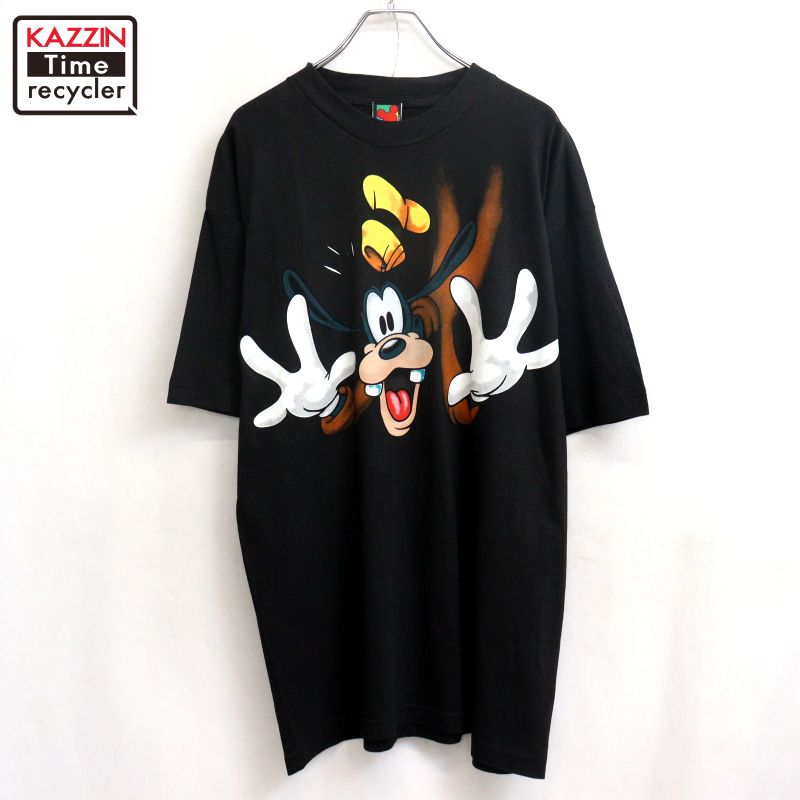 【中古】DEADSTOCK 90s ヴィンテージ ウォルトディズニー Disney グーフィー Goofy 半袖Ｔシャツ 古着  メンズ 書きあらわすL大きさ 黒いこと
