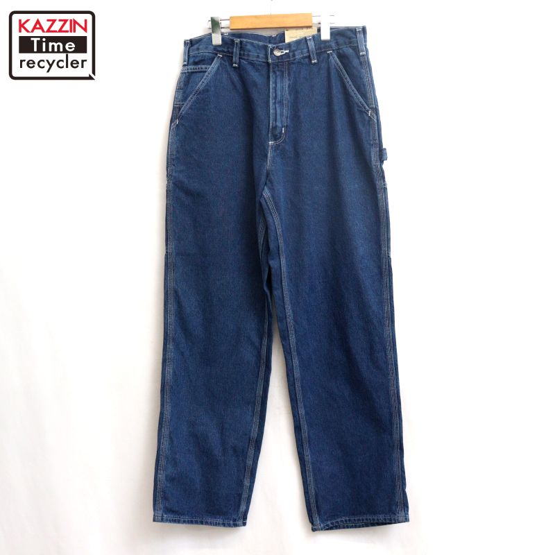 【中古】DEADSTOCK 00s 鉄道車両ハート型 Carhartt フラッシャー付き添い人 ジーンズ ペインターパンツ 古着  メンズ 書きあらわす32×32大きさ 青碧