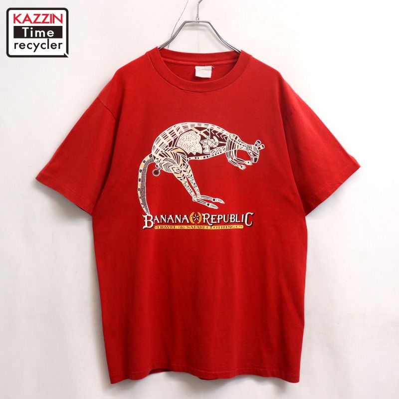 【中古】90s ヴィンテージ バナナリパブリック Banana Republic アートプリント アニマル 半袖Tシャツ 古着 メンズ 表記XLサイズ レッド|Vintage古着屋 KAZZINTimerecycler