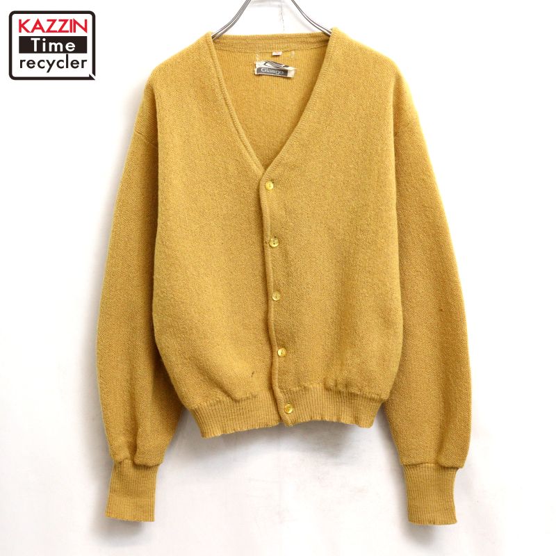 【中古】70s ヴィンテージ Glasgo モヘヤ 編み物ジレー 古着  メンズ 書きあらわすM大きさ 洋芥子