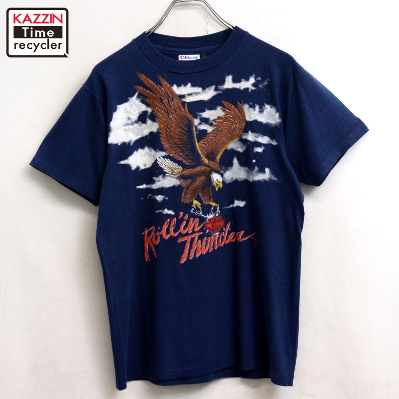 【中古】80s USA製 ヴィンテージ ハーレーダビッドソン HARLEY DAVIDSON Hanes 半袖Ｔシャツ 古着  メンズ 書きあらわすM大いさ 米国海軍