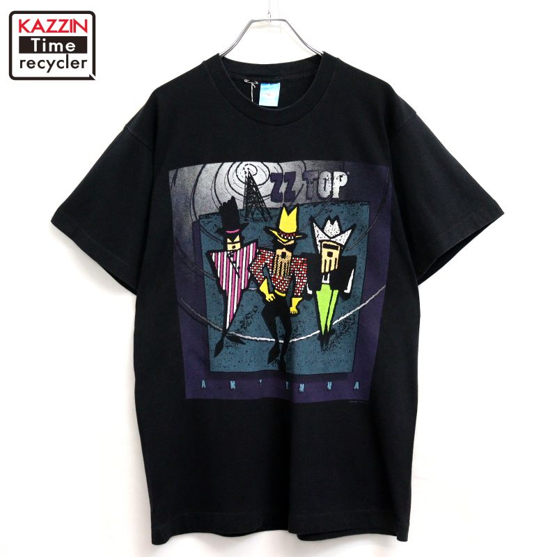 【中古】90s USA製 ヴィンテージ ジージーいの一番 ZZ TOP Fruit of the Loom 周波数帯域Ｔシャツ 古着  メンズ 書きあらわすL大いさ 黒いこと