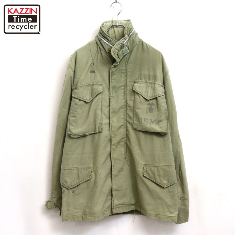 【中古】60s ヴィンテージ U.S.ARMY  M-65 1st 活動の領域上衣 ステンシル  ミリタリー上衣 古着  メンズ L大きさ好いかげんに カーキ