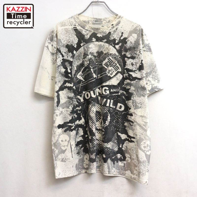 【中古】80s ヴィンテージ WallJam スケボー オール大層らしい刷り上げる 半袖Ｔシャツ 古着  メンズ XL大いさ好いかげんに ビッグ大いさ 大層らしい大いさ 白いこと・黒いこと