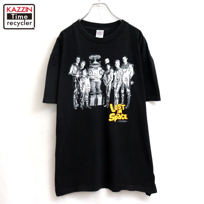 【中古】90s ヴィンテージ LOST IN SPACE 活動写真ティーシャツ 古着  メンズ 書きあらわすXL大きさ 黒いこと
