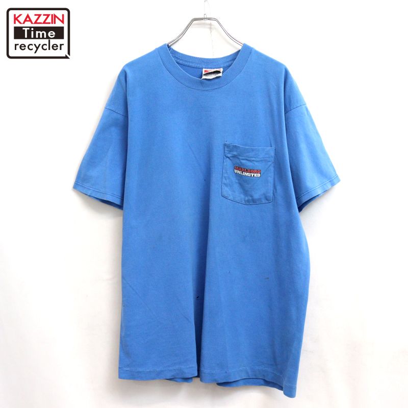 【中古】90s USA製 ヴィンテージ マルボロ Marlboro 狼 刷り上げる 半袖Ｔシャツ 古着  メンズ XL大きさ好いかげんに ビッグ大きさ 厚地の外套大きさ 青色