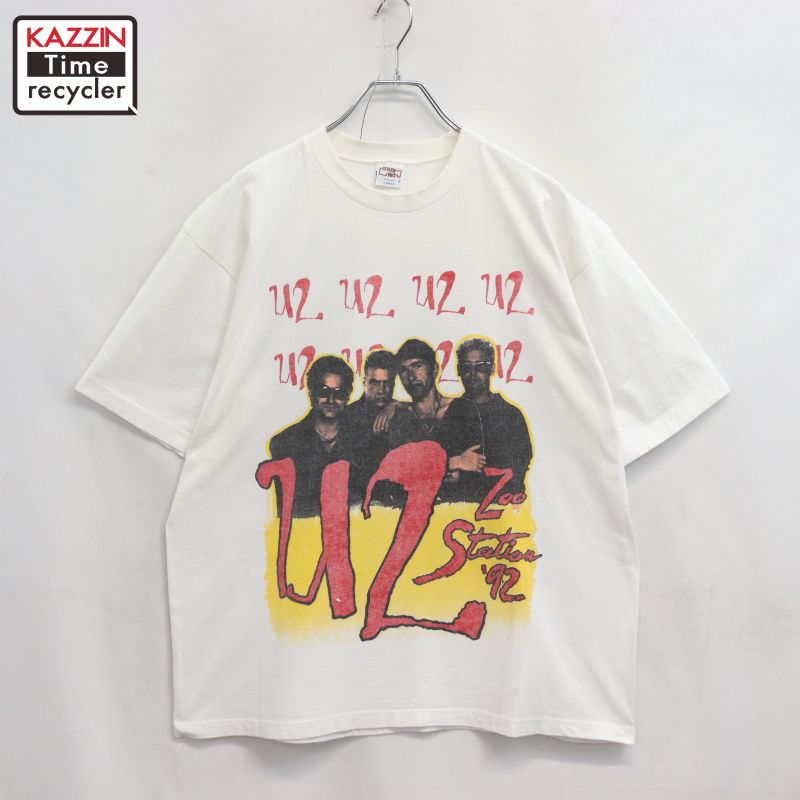 【中古】90s USA製 ヴィンテージ U2 ZOO STATION ダンス楽隊Ｔシャツ 古着  メンズ 書きあらわすL大きさ 白いこと