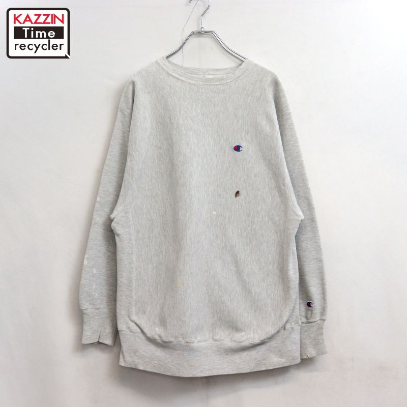 【中古】90s USA製 ヴィンテージ チャンピオン Champion ペンキ リバースウィーブスウェット 古着 メンズ 表記XLサイズ グレー|Vintage古着屋 KAZZINTimerecycler