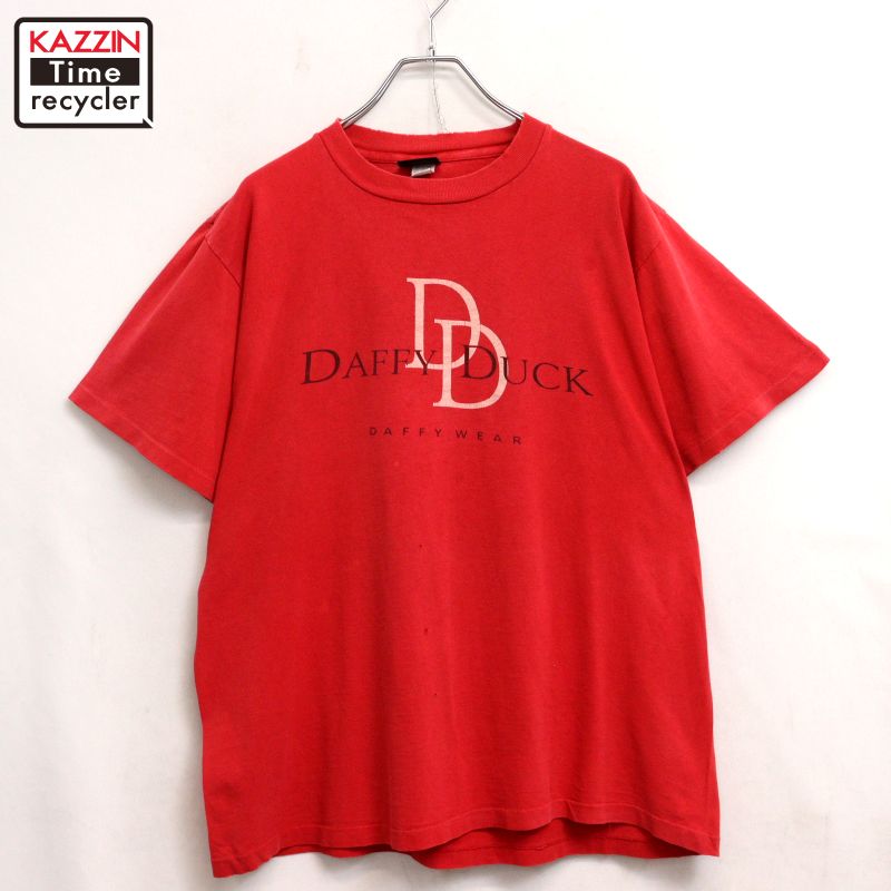 【中古】90s USA製 ヴィンテージ ルーニーテューンズ Looney Tunes Changes パロディ ダフィーダック 半袖Tシャツ 古着 メンズ 表記XLサイズ レッド|Vintage古着屋 KAZZINTimerecycler