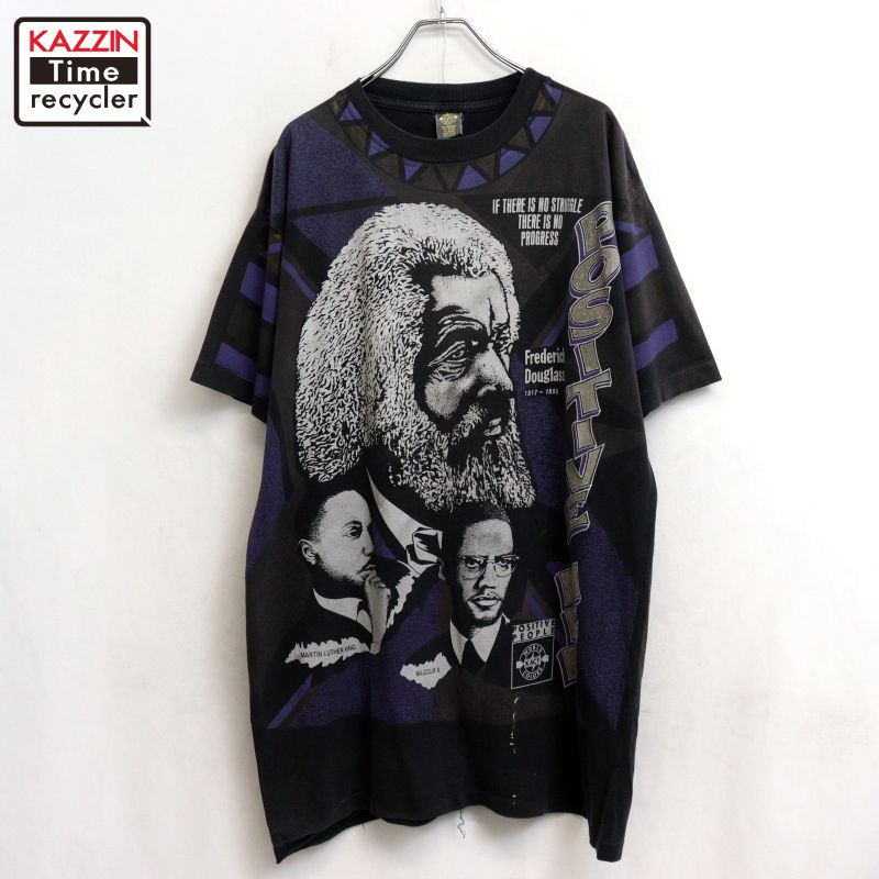 【中古】90s USA製 ヴィンテージ マルコムX マーティンルーサーキング フレデリックダグラス 半袖Tシャツ 古着 メンズ 表記XLサイズ ブラック|Vintage古着屋 KAZZINTimerecycler