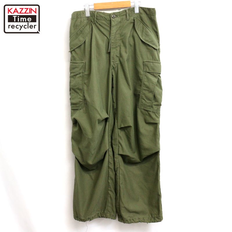 【中古】70s USA製 ヴィンテージ U.S.ARMY レーヨンナイロン M-65 カーゴ ミリタリーパンツ 古着 メンズ 表記MEDIUM-REGULARサイズ カーキ｜Vintage古着屋 KAZZINTimerecycler