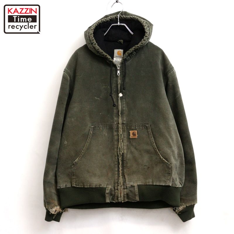 【中古】00s カーハート Carhartt MOS アクティブ ダック ジャケット 古着 メンズ 表記LARGE-REGULARサイズ グリーン|Vintage古着屋 KAZZINTimerecycler