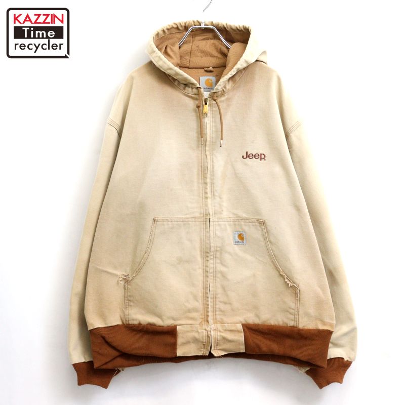 【中古】00s カーハート Carhartt アクティブパーカー ダック ジャケット 古着 メンズ XLサイズ相当 ビッグサイズ オーバーサイズ ベージュ｜Vintage古着屋 KAZZINTimerecycler