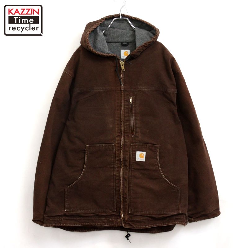 【中古】00s カーハート Carhartt ダック 裏地フリース ジャケット 古着 メンズ XL~サイズ相当 ビッグサイズ オーバーサイズ ブラウン|Vintage古着屋 KAZZINTimerecycler
