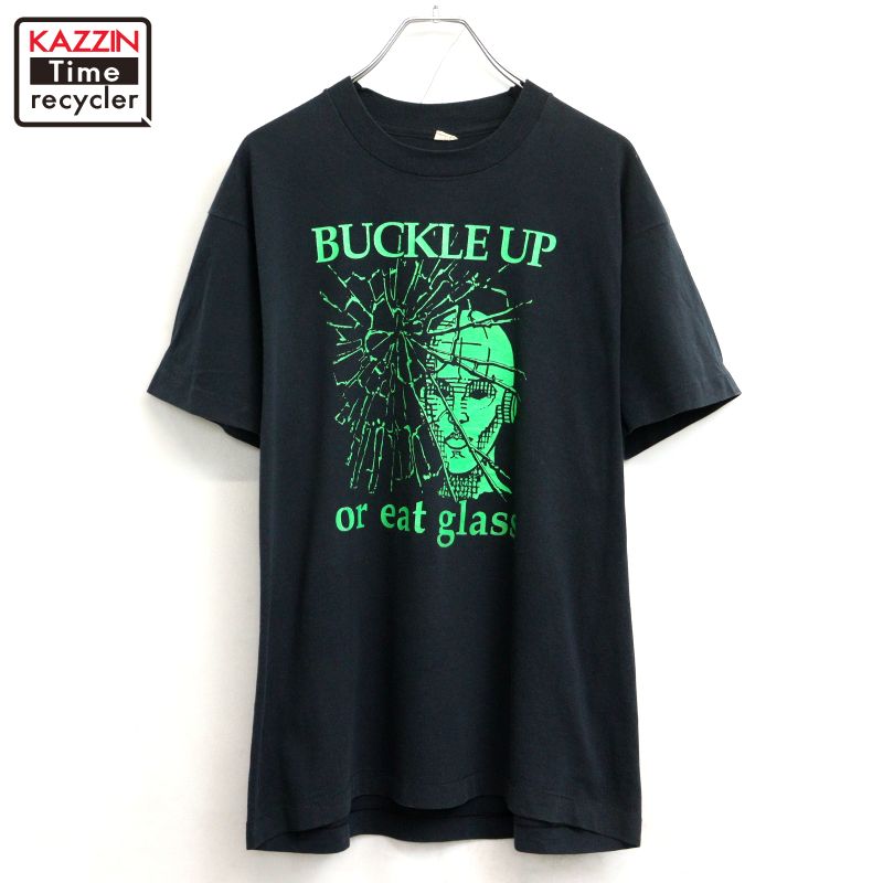 【中古】80s USA製 ヴィンテージ スクリーンスターズ SCREEN STARS メッセージプリント 半袖Tシャツ 古着 メンズ 表記XLサイズ ブラック|Vintage古着屋 KAZZINTimerecycler