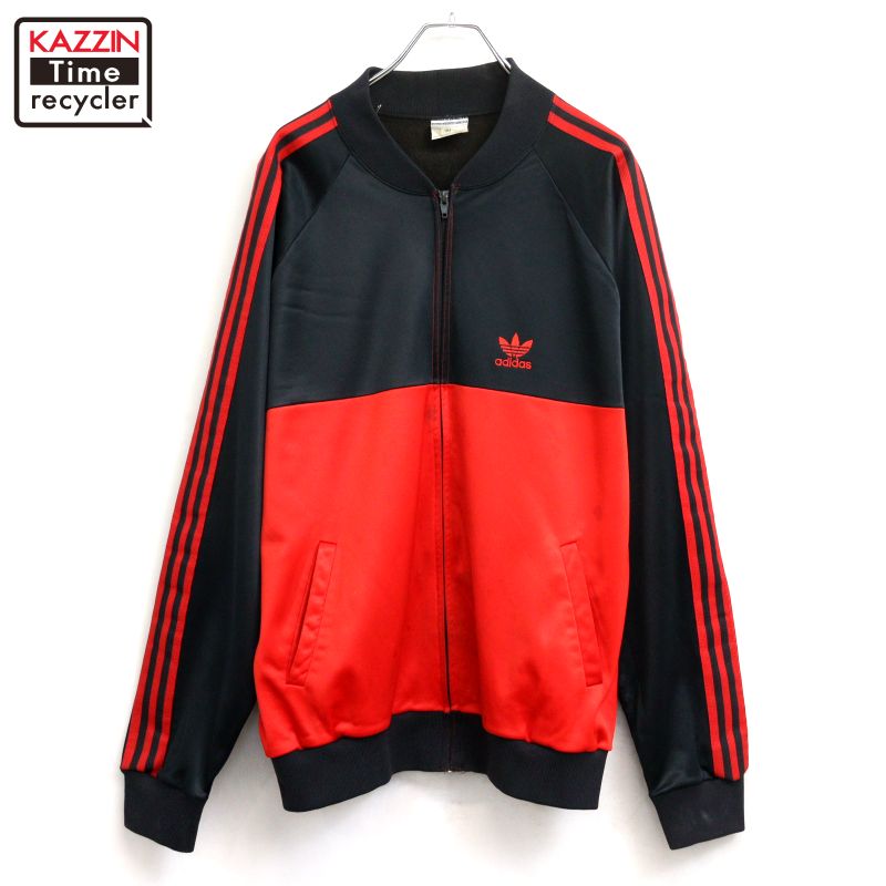【中古】80s USA製 ヴィンテージ アディダス adidas トラックジャケット 古着 メンズ 表記XLサイズ レッド・ブラック|Vintage古着屋 KAZZINTimerecycler