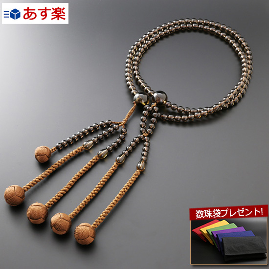 最新な 数珠 念珠 日蓮宗 尺二 茶水晶 男性向き SM-067 二輪 二重