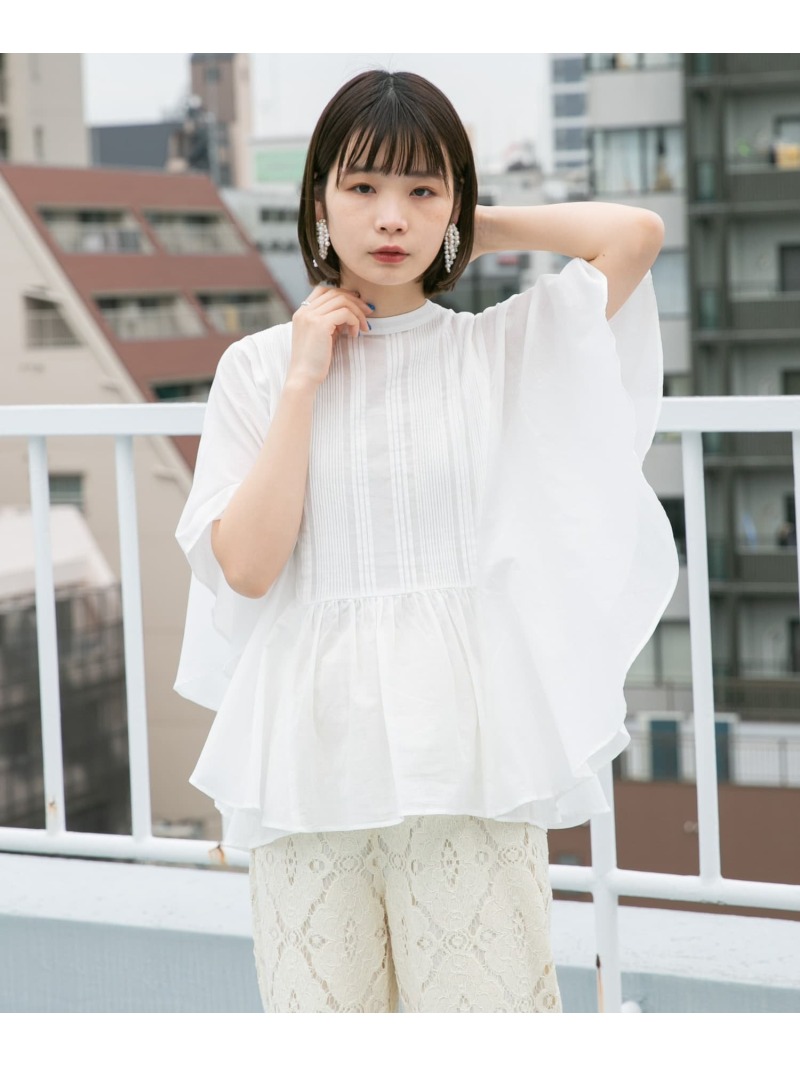 ピンタックバタフライスリーブブラウス Kbf ケービーエフ シャツ ブラウス