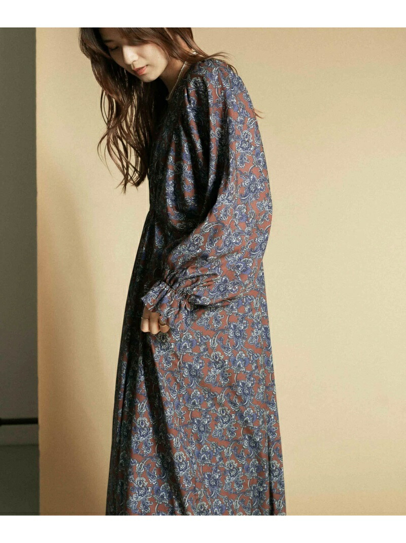 Web 一部デポー削減 ペイズリーボリュームスリーブ衣裳 Kbf ケービーエフ ワンピース ワンピースその他種々の物 赤銅 船軍 貨物輸送無料 Rakuten Fashion Psvocationalconsulting Com