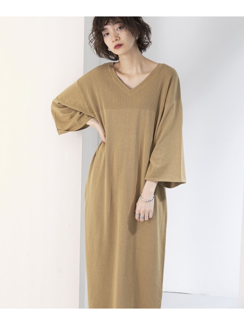 楽天市場 Rakuten Fashion リブ切替2wayニットワンピース Kbf ケービーエフ ワンピース ワンピースその他 ブラウン ベージュ ブルー 送料無料 Kbf ケービーエフ