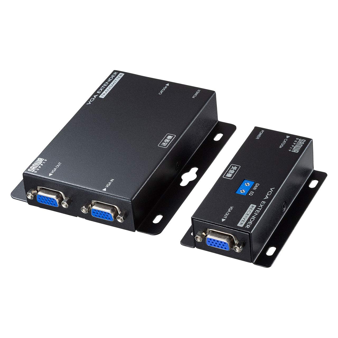 ディスプレイエクステンダー VGA延長器 セットモデル アナログVGA映像 LANケーブル延長 最大180m フルHD対応 ローカル出力付き 送信機 受信機セット カテゴリ5 5eストレートケーブル対応 画質調|kbox店