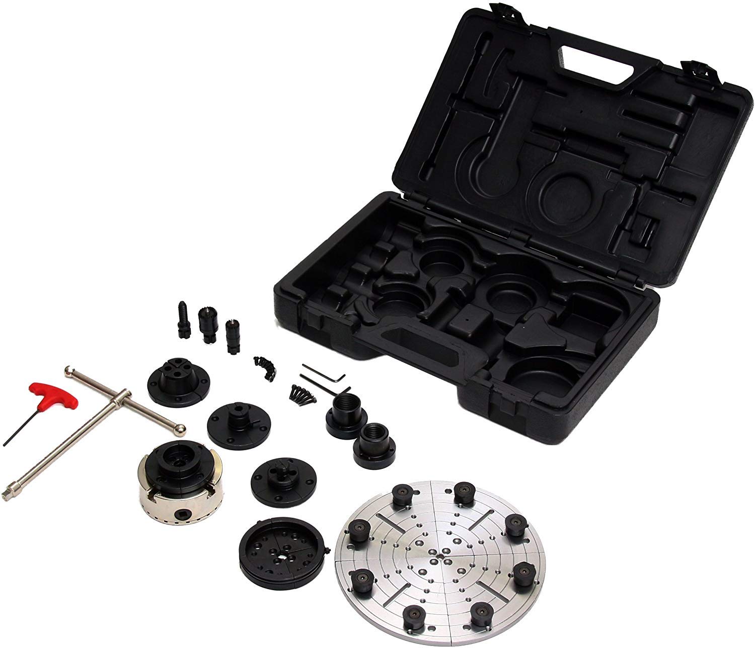 木工旋盤用チャック 4つ爪スクロールチャック 100mm ジョーセット ターニングツール 木工旋盤アクセサリ アダプター付 スタンダード ワイド ロング ピン ステップ コールジョー 1インチ 1-1/4｜kbox店