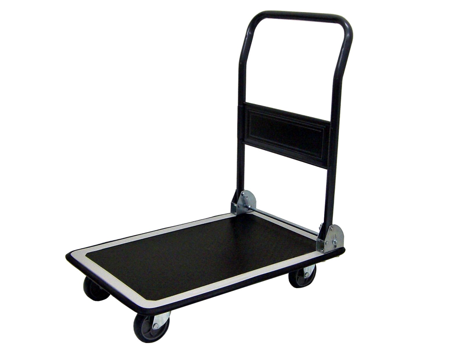 ナンシン スチール台車 ブラック 天板726&times;470mm 積載高135mm ハンドル高820mm DX-111｜kbox店 11,865円