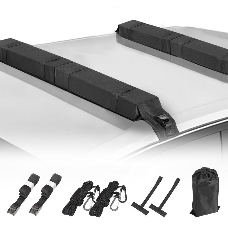 Syncnika 車用ルーフトップソフトキャリア カールーフキャリア 車用ルーフキャリア用ソフトパッド 耐衝撃 傷防止 車保護 サーフボード運搬 工具不要 取り付け簡単