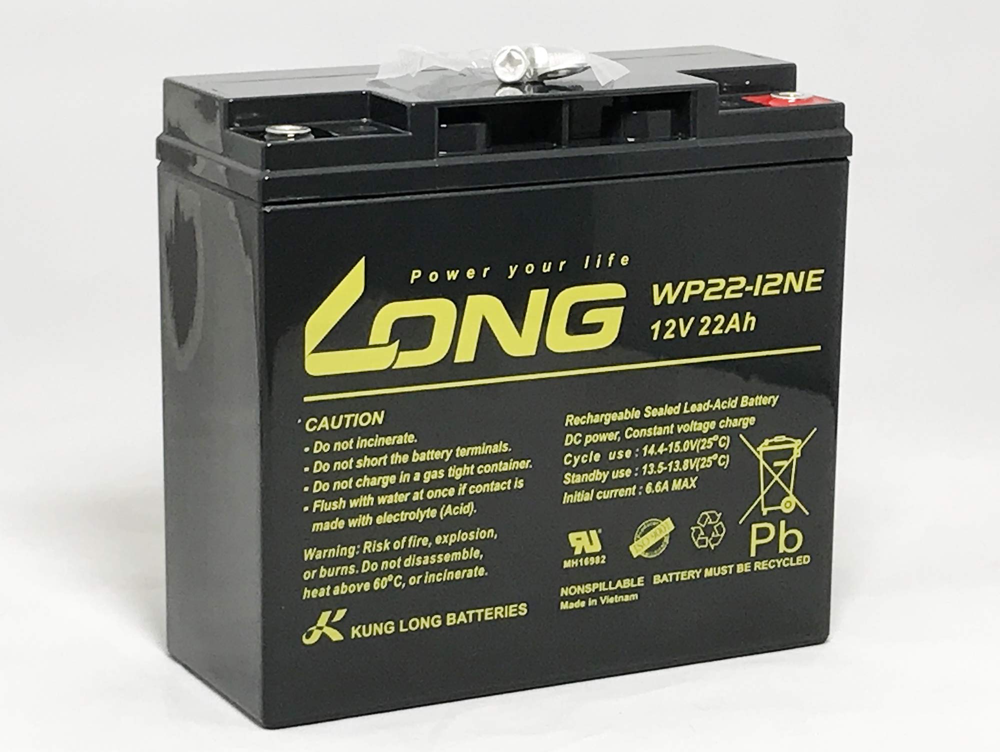 シールドバッテリー 12V 22Ah 繰り返し充放電用 ソーラー発電システム UPS無停電電源装置 防災・防犯システム 非常用照明設備 消防設備用 差込ネジ止め端子 M6ボルト付き|kbox店