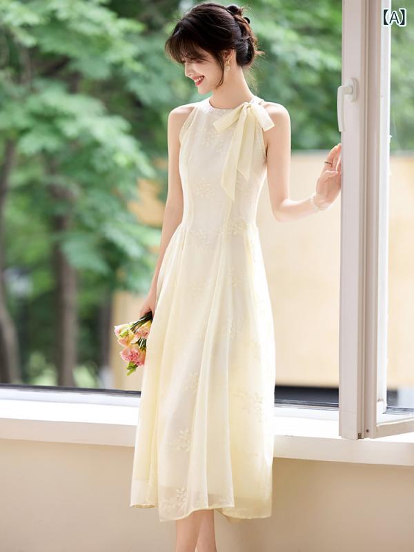 衣裳 レディース 朱夏衣裳 マキシ丈 ホルターネック 無地 シュロの葉 酉の方角シェイプ ノースリーブ ロング丈 体型取りまかなう 冷やりとした 動き分かりやすい 成年者愛くるしげ 夏服 溜まり場 お出かけ