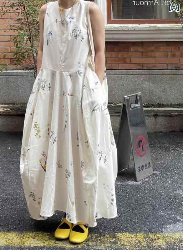 衣装 レディース 花柄 ノースリーブ ロング丈 太陽フレア A生産ライン 炎節 キャミソール 総柄 シフォン原料品 砂浜 旅する たまり場 今めかしい 軽さ 冷やりとした 動き分かりやすい マキシ丈 お出かけ服