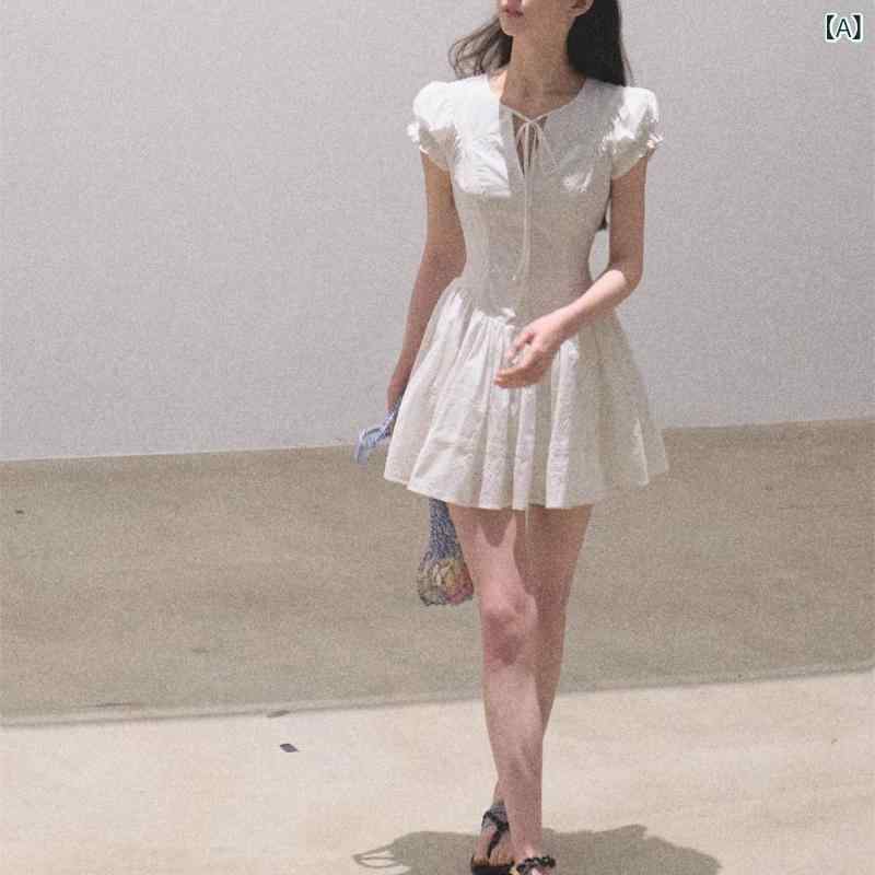 衣装 レディース 綿織物原料品 刺しゅう入り口・入口 膝丈 フレンチガーリー 酉の方角絞り 半袖 太陽フレア影ぼうし 会う約束服 旅する用 着痩せ成り行き 納めるし分かりやすい 夏物